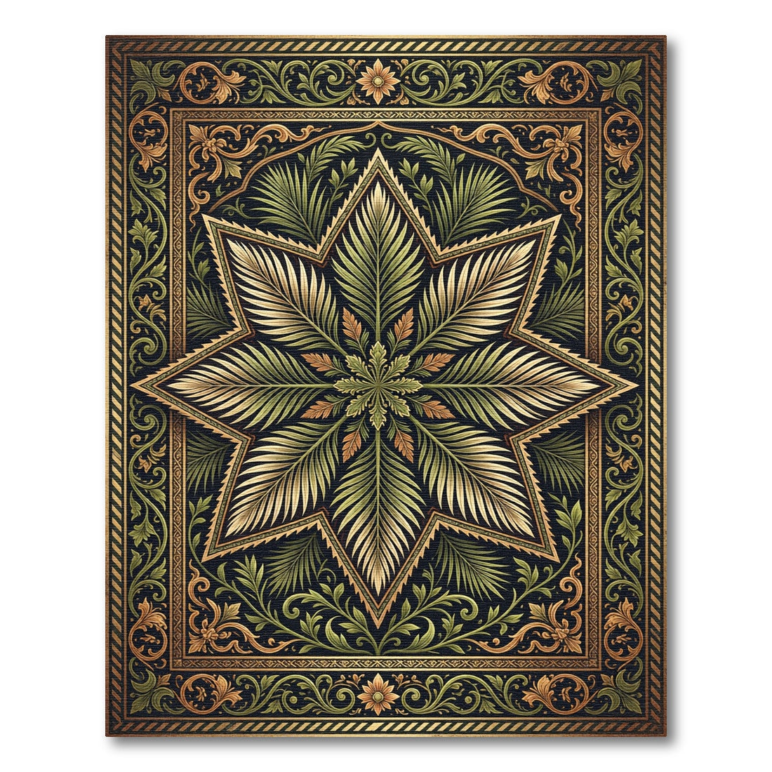 Elegant Botanical Star Fern Tapestry Rug