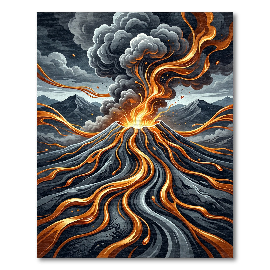 Dynamic Molten Lava Eruption Abstract Art Rug