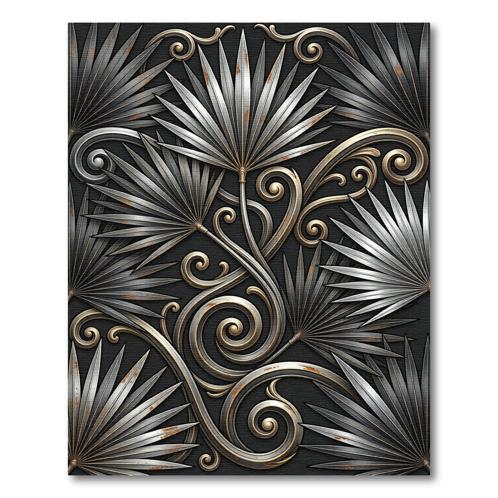 Art Deco Sterling Palm Swirls Rug