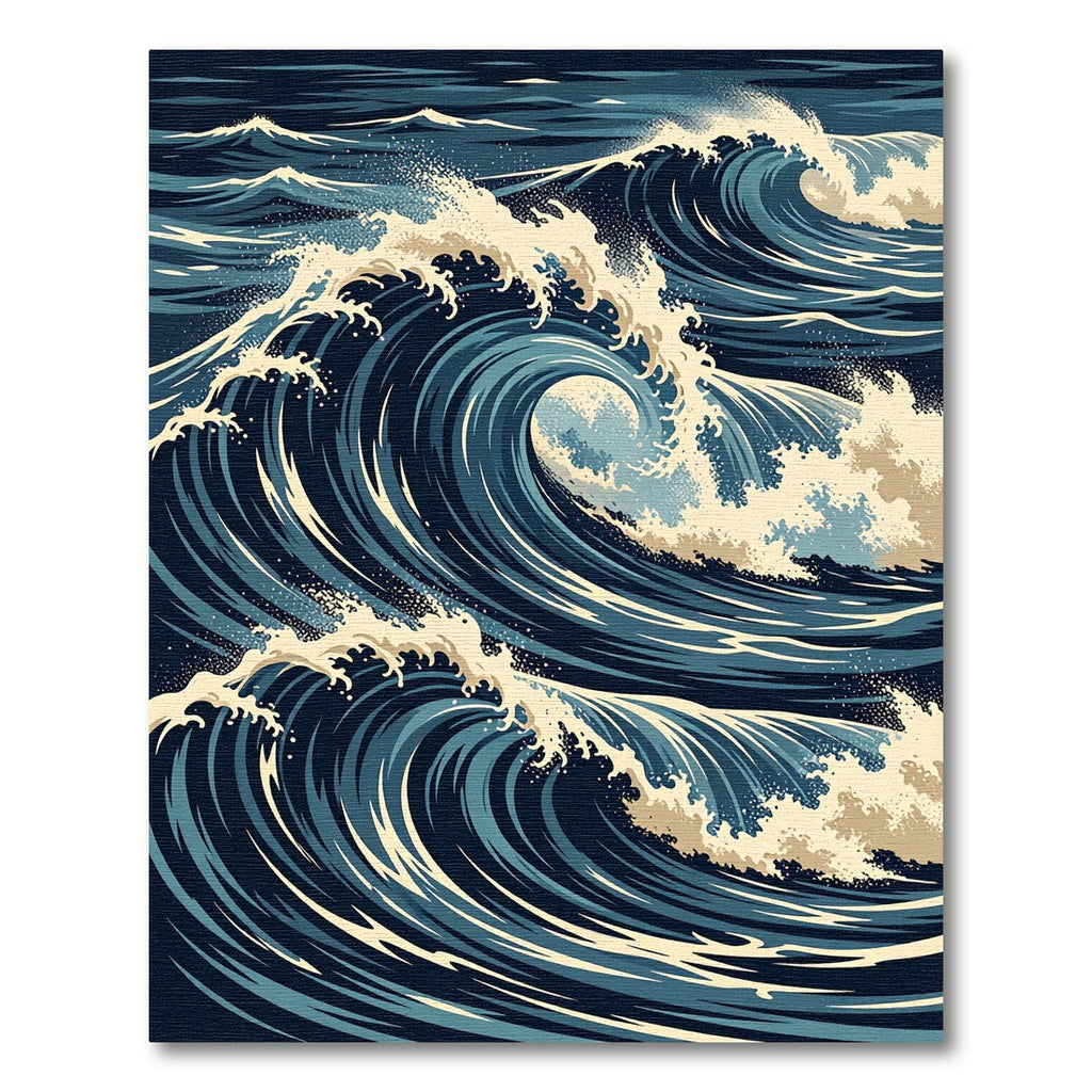 Deep Blue Ocean Swirl Wave Rug