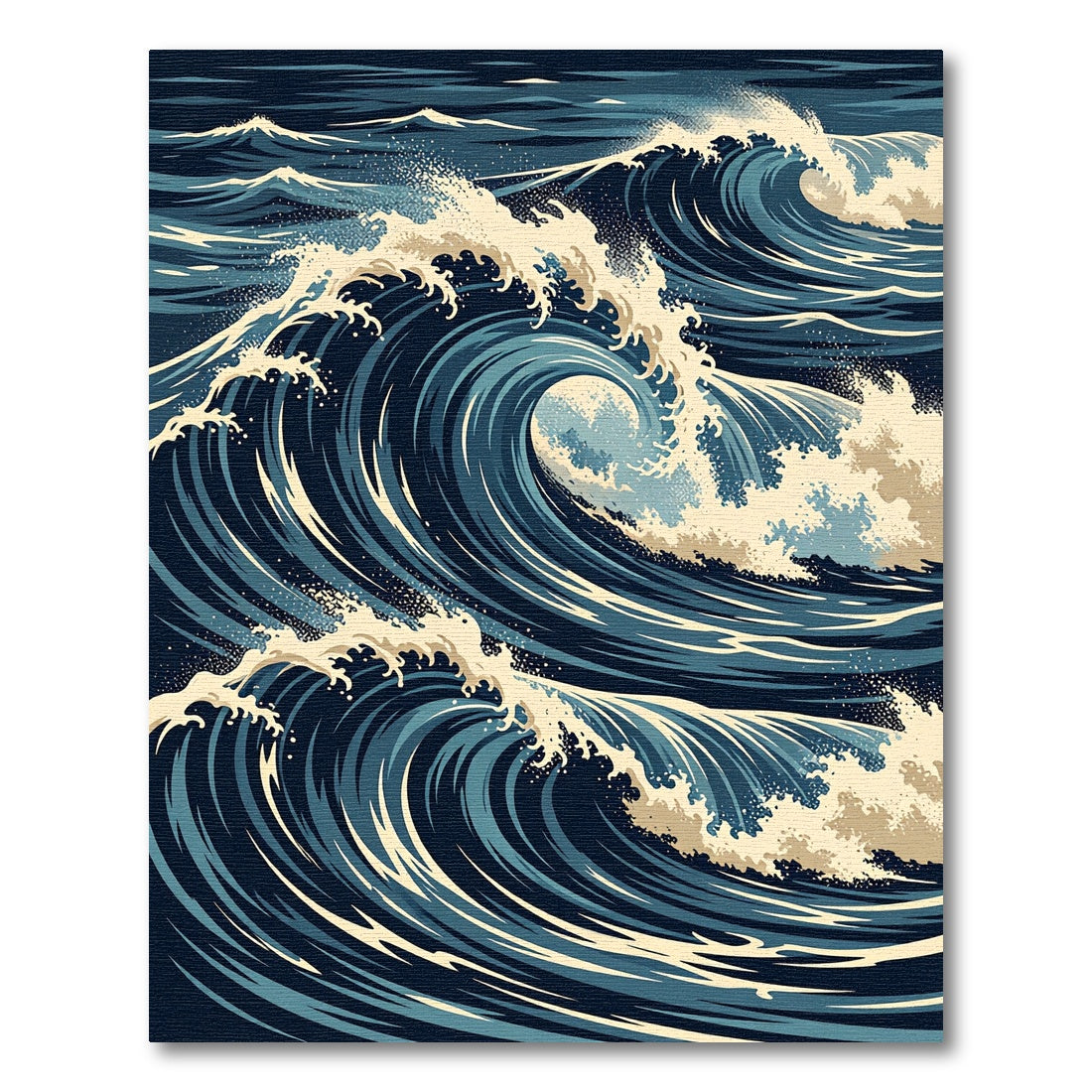 Deep Blue Ocean Swirl Wave Rug