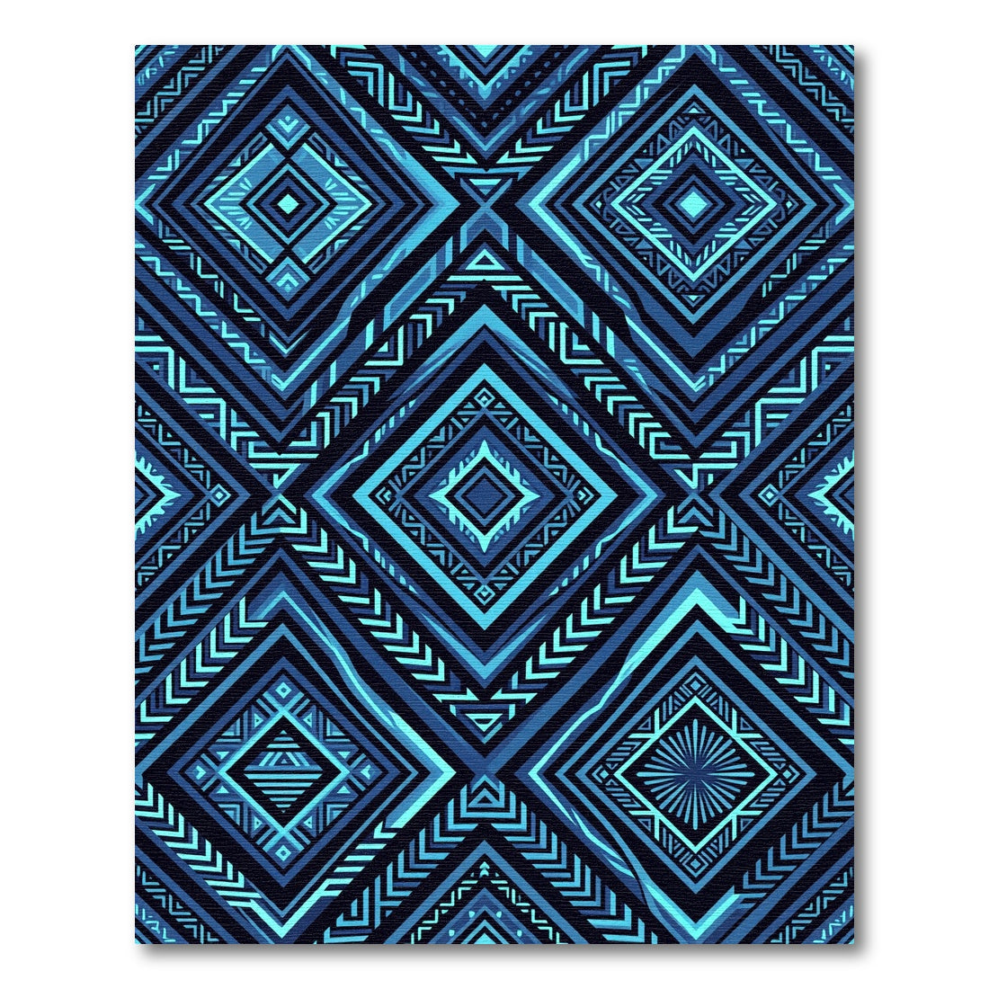 Electric Blue Geometric Diamond Mosaic Rug