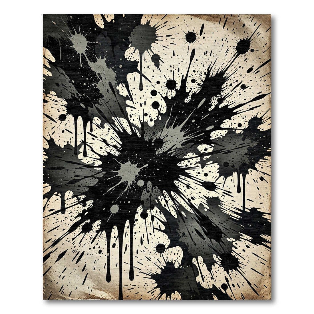 Abstract Black Gray Splatter Explosion Rug