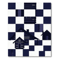 Dark Blue Checkerboard Cabin Silhouette Rug