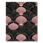 Art Deco Shell Blush Black Rug