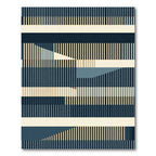 Abstract Navy Blue Linear Stripe Rug