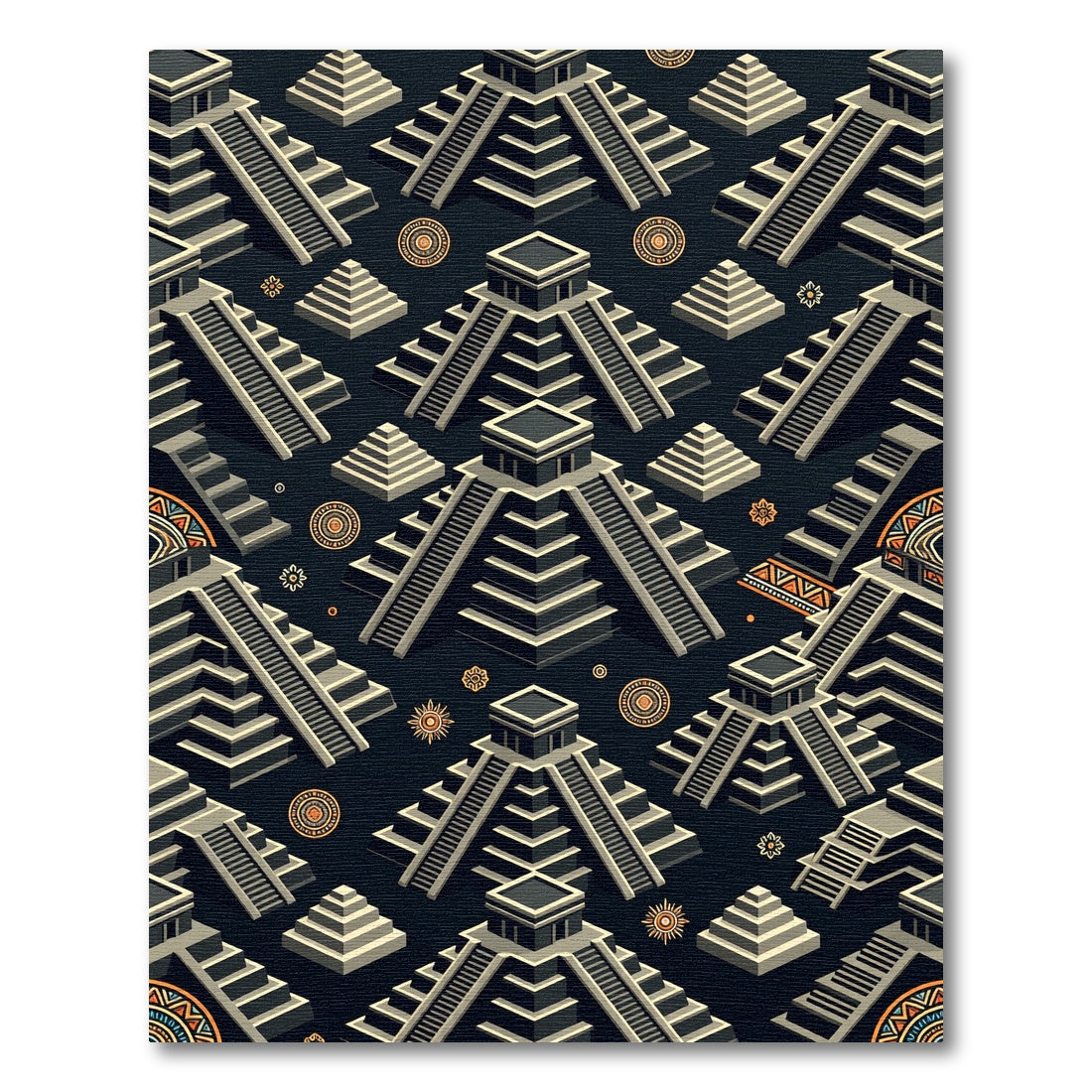 Isometric Aztec Pyramid Charcoal Geometric Rug