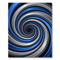 Modern Metallic Blue Silver Swirl Rug