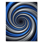 Modern Metallic Blue Silver Swirl Rug