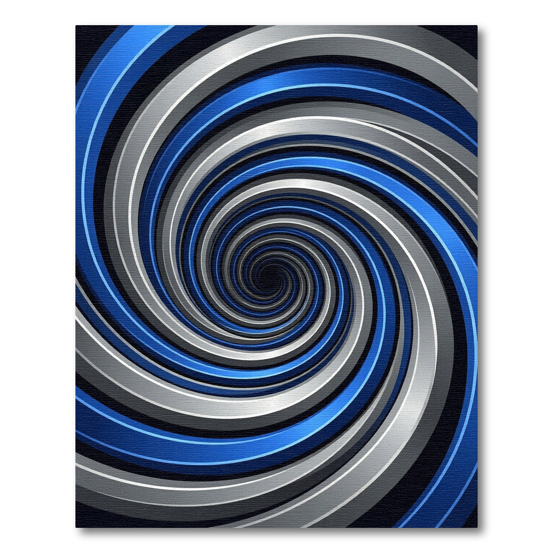 Modern Metallic Blue Silver Swirl Rug