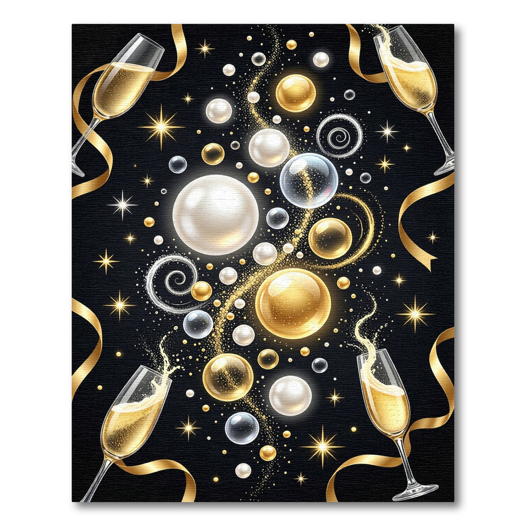 Elegant Gold Champagne Bubbles Celebration Art Rug