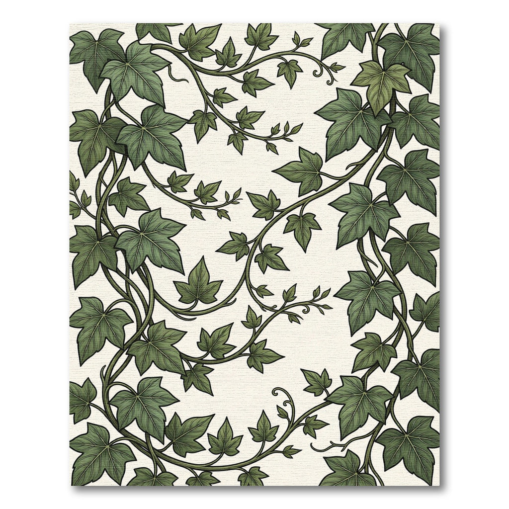 Earthy Green Botanical Ivy Vineyard Rug