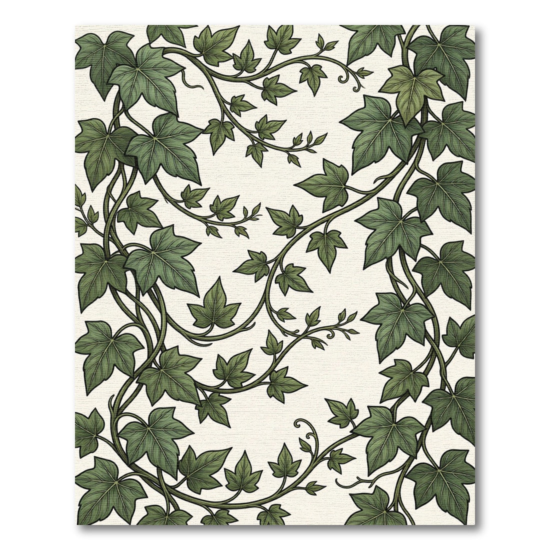 Earthy Green Botanical Ivy Vineyard Rug