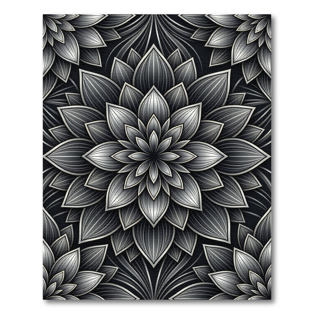 Monochromatic Floral Mandala Rug