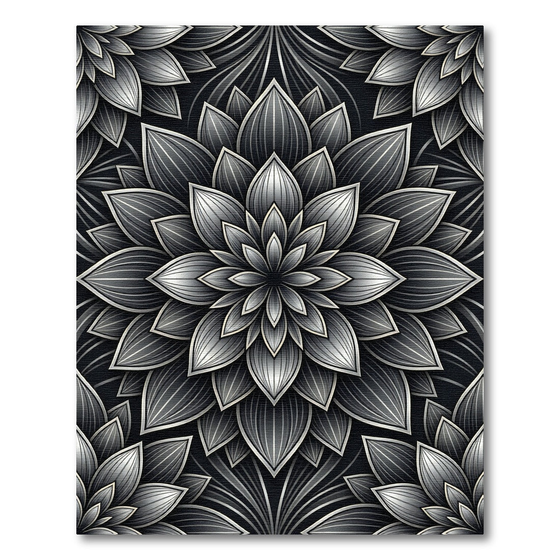 Monochromatic Floral Mandala Rug
