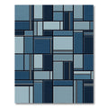 Modern Geometric Blue Tonal Block Grid Rug