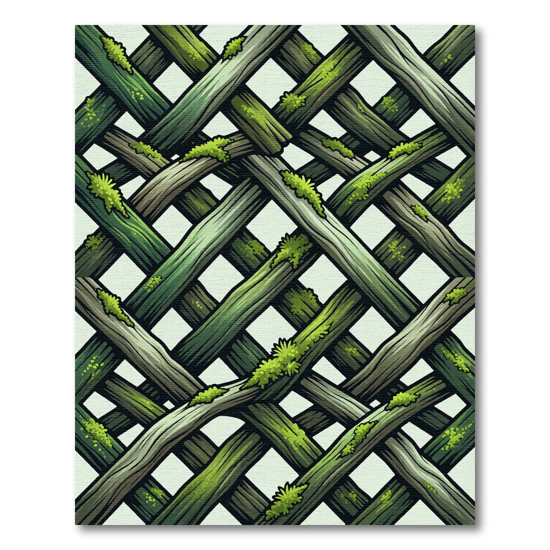 Mossy Forest Woven Branch Lattice Rug