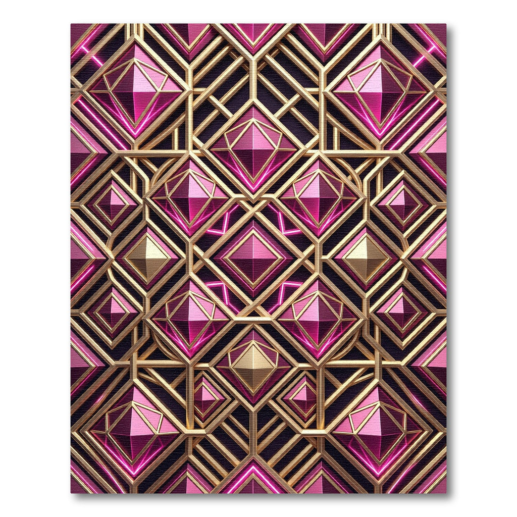Luxury Glamour Fuchsia Geometric Prism Rug