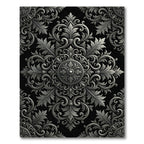 Ornate Silver Baroque Damask Medallion Rug