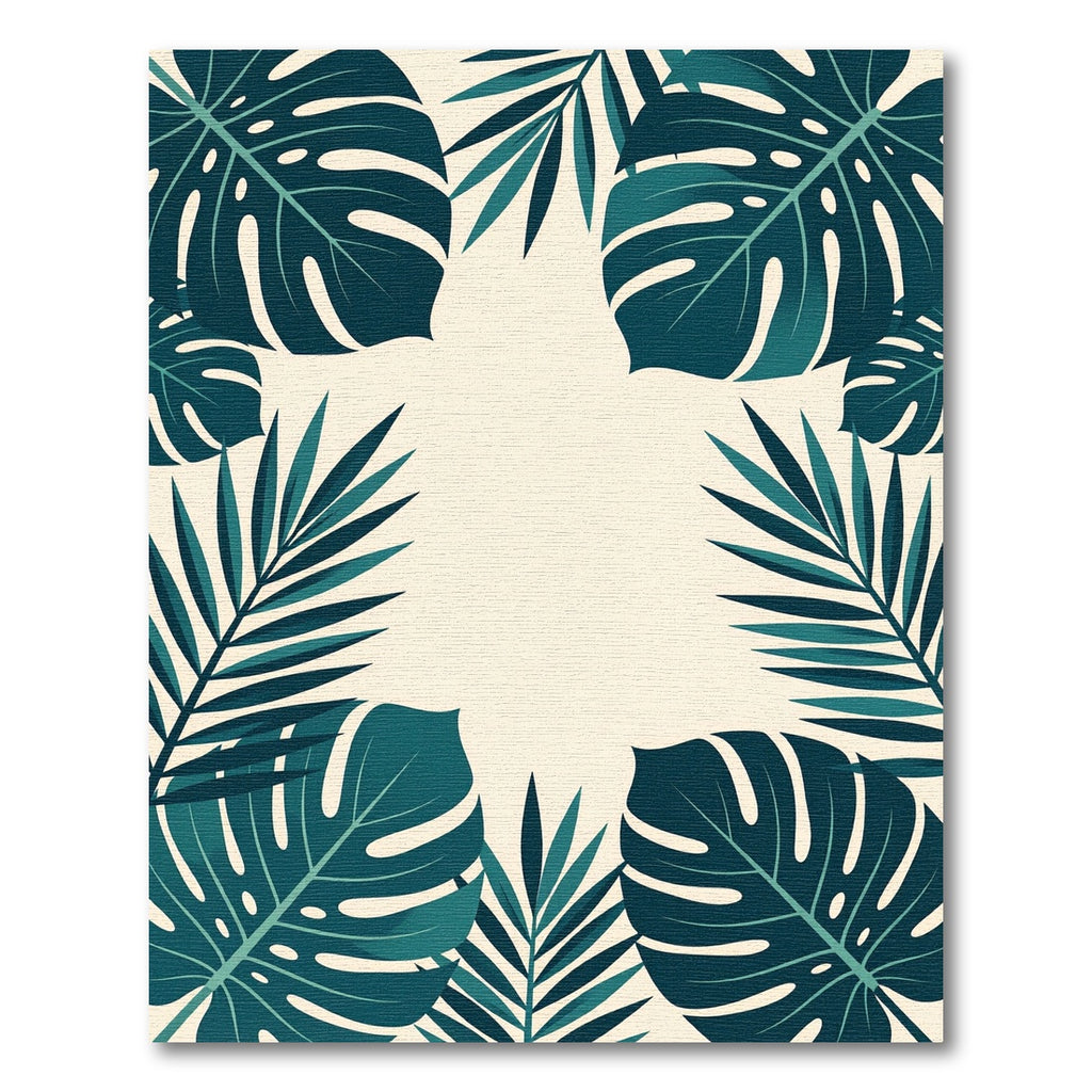 Lush Teal Botanical Tropical Foliage Rug