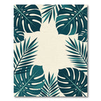Lush Teal Botanical Tropical Foliage Rug