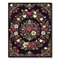 Love Heart Floral Garland Border Rug