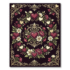 Love Heart Floral Garland Border Rug