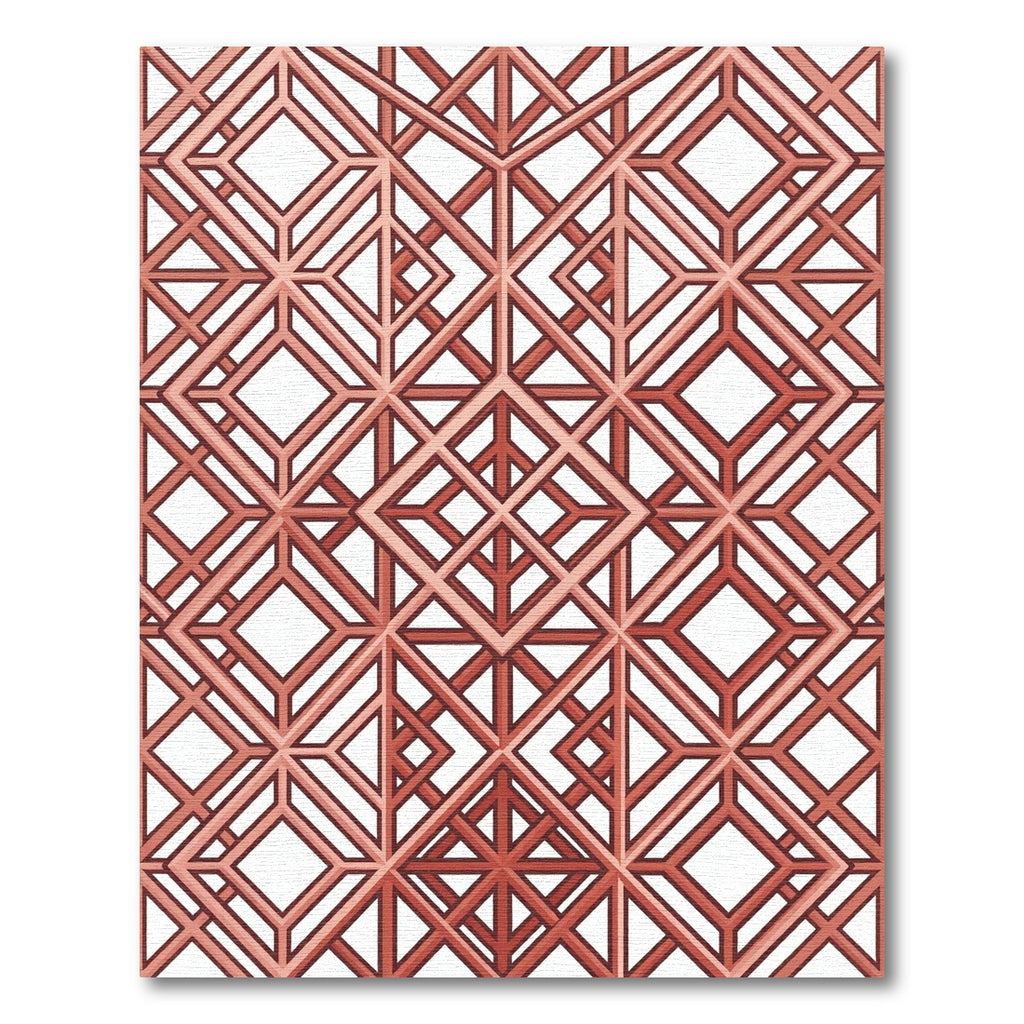 Copper Toned Geometric Lattice grid Rug