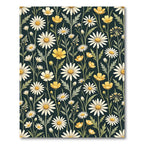 Dainty White Daisy Meadow Watercolor Rug