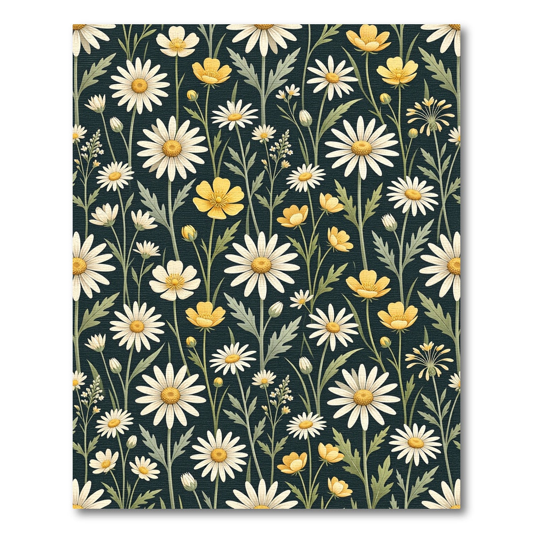 Dainty White Daisy Meadow Watercolor Rug