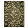 Dark Forest Damask Ornate Gold Filigree Rug