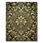 Dark Forest Damask Ornate Gold Filigree Rug