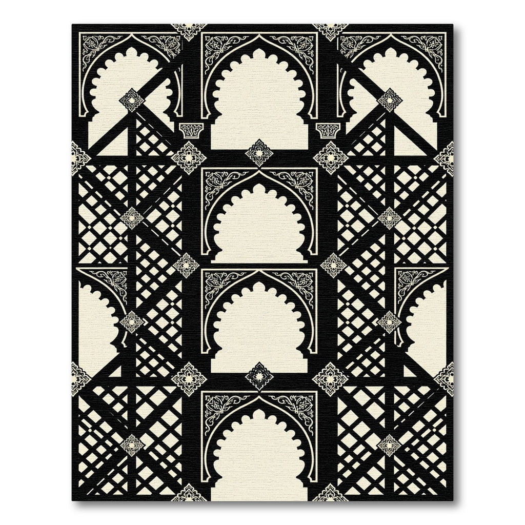 Monochromatic Islamic Arch Geometric Lattice Rug
