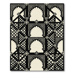 Monochromatic Islamic Arch Geometric Lattice Rug