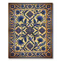 Ornate Cobalt Blue Floral Scroll Medallion Rug