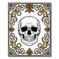 Black Gold Ornate Skull Scrollwork Rug