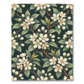 Cream Apple Blossom Deep Green Backdrop Rug