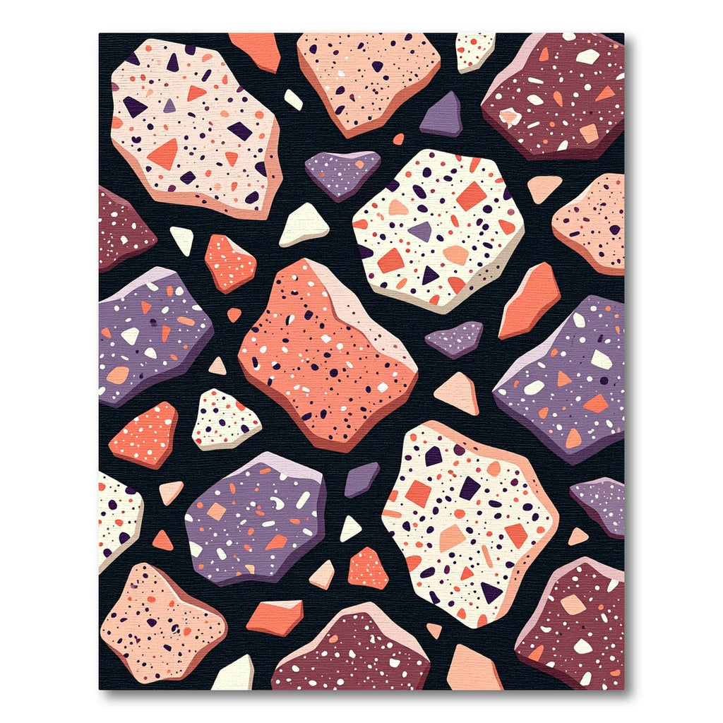Whimsical Terracotta Stone Aggregate Pattern Rug