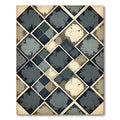 Distressed Blue Charcoal Geometric Diamond Rug
