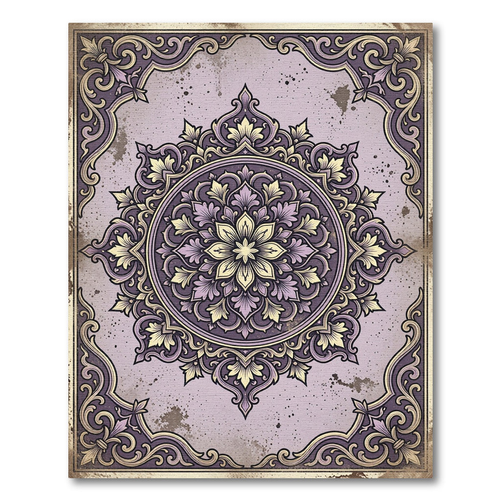 Ornate Lavender Filigree Floral Medallion Rug