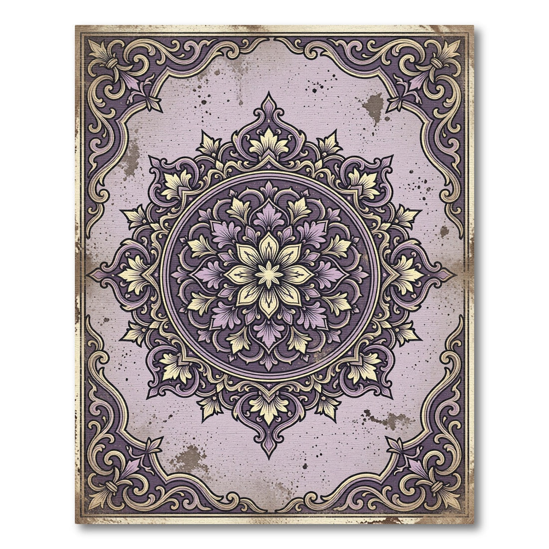 Ornate Lavender Filigree Floral Medallion Rug