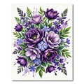 Vibrant Purple Floral Watercolor Bouquet Rug