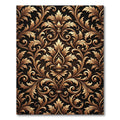 Ornate Golden Scrollwork Damask Rug