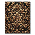 Ornate Golden Scrollwork Damask Rug
