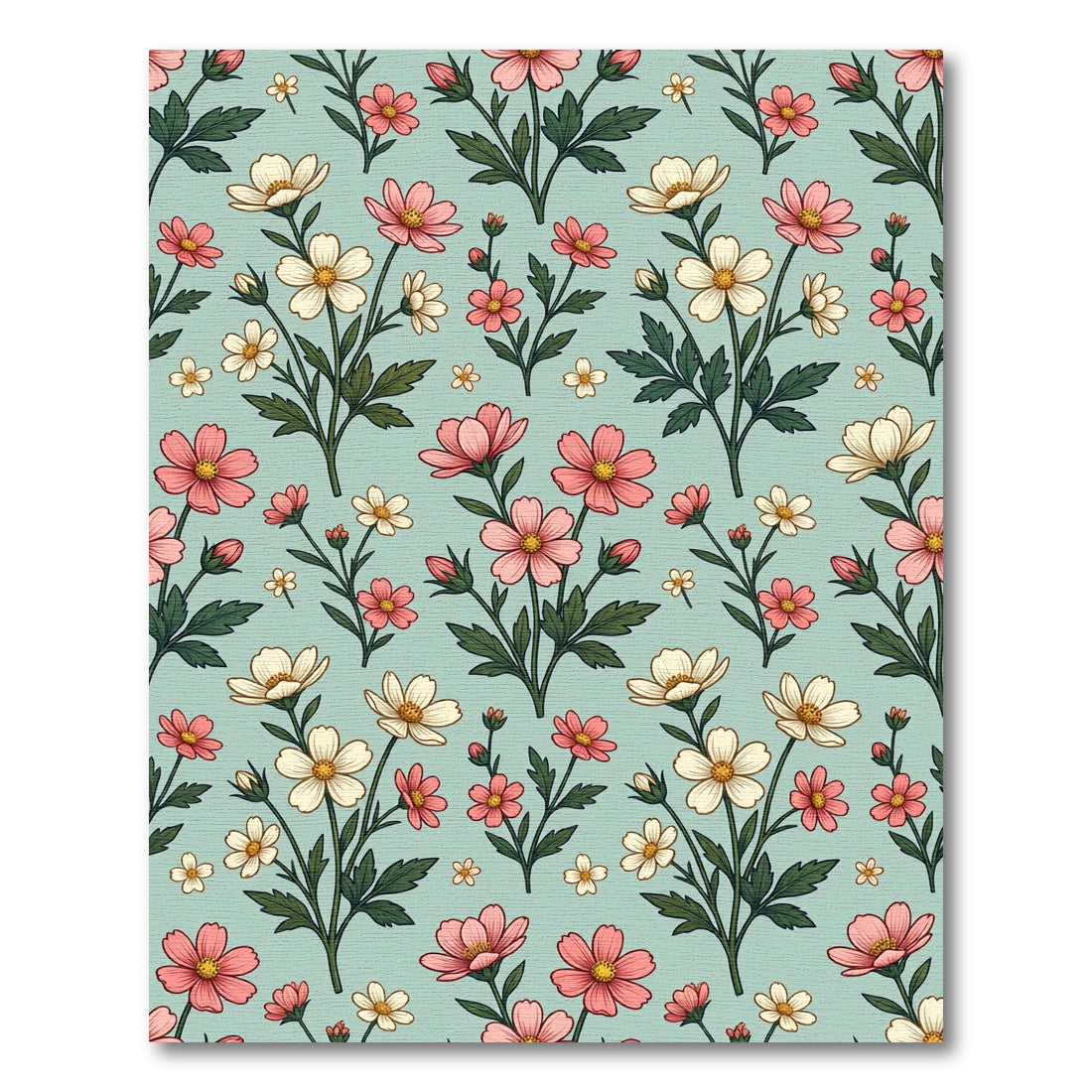 Whimsical Pink White Floral Garden Rug
