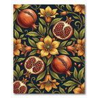 Golden Pomegranate Floral Botanical Art Rug