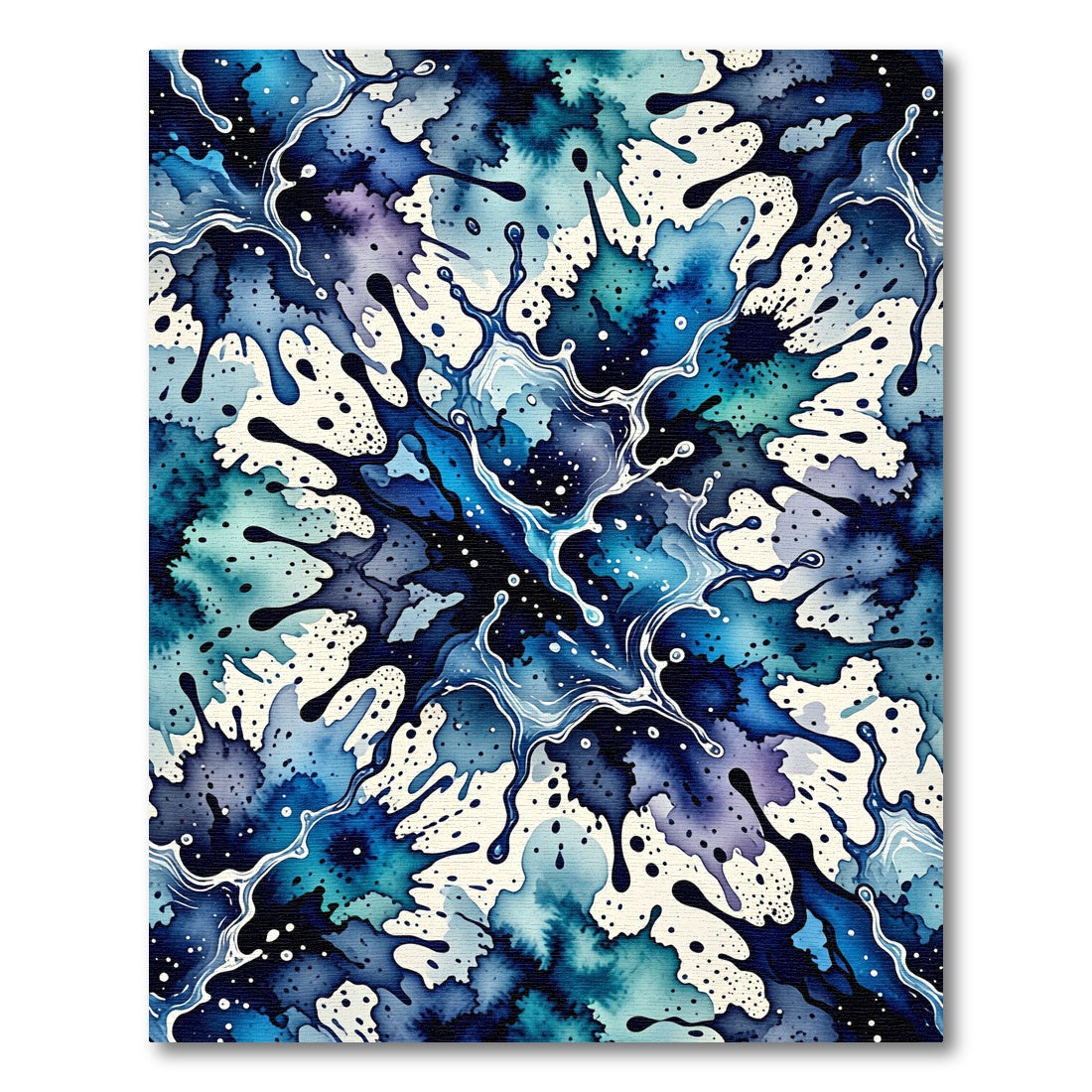 Watercolor Splatter Abstract Ocean Rug