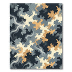 Abstract Teal Gold Swirl Ink Rug