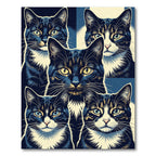 Stunning Midnight Cat Portrait Collage Rug
