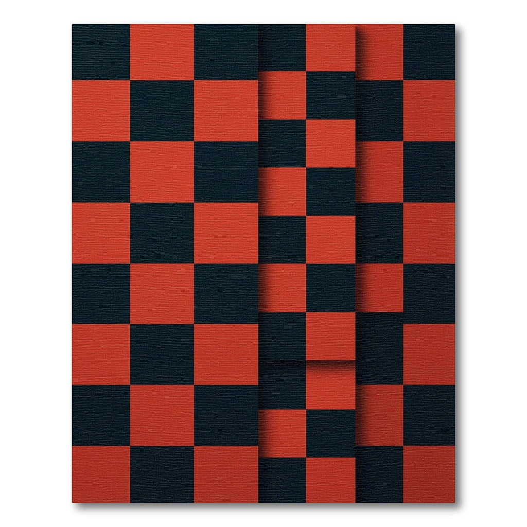 Modern Red and Charcoal Geometric Checkerboard Rug